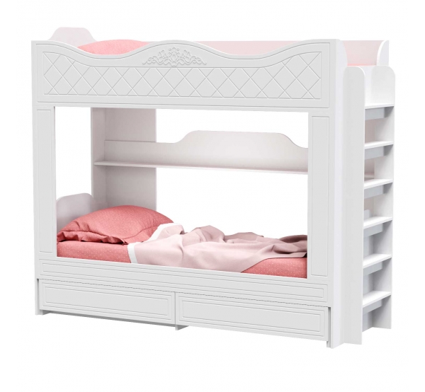  Детская двухъярусная кровать Amelie White МДФ